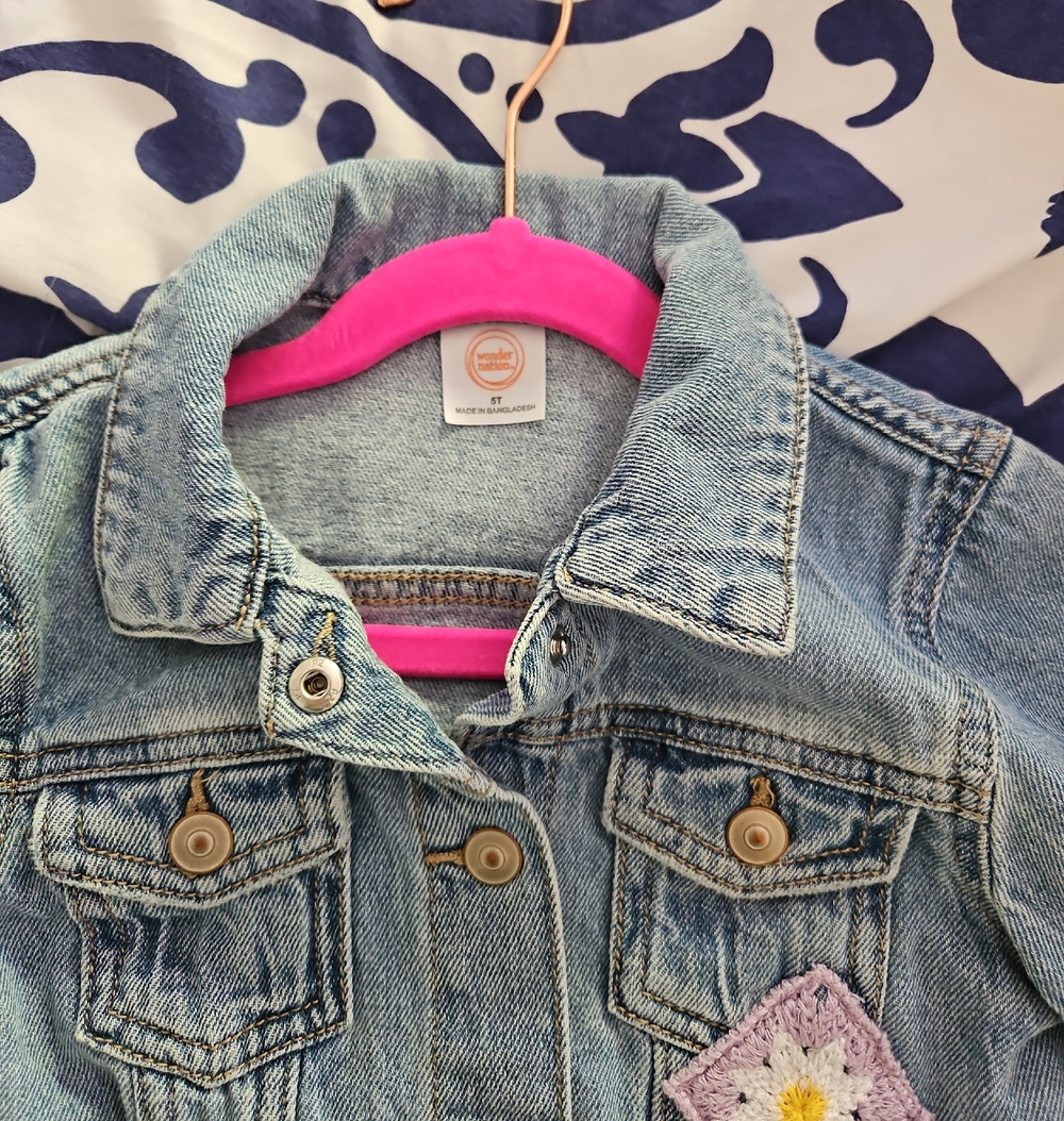 wonder nation Light Blue Denim Jean Jacket with Daisy Patch